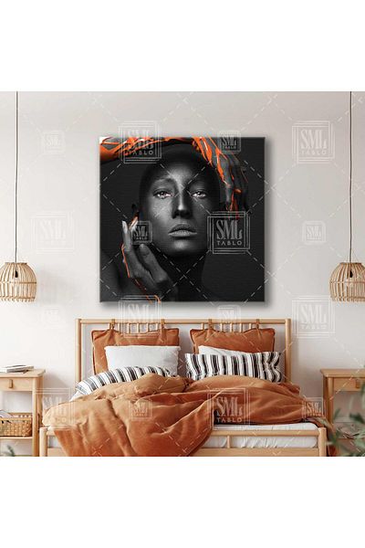 SML TABLO Vopsele portocalii de la Elinden Model curgător Decor Pictură pătrată pe pânză