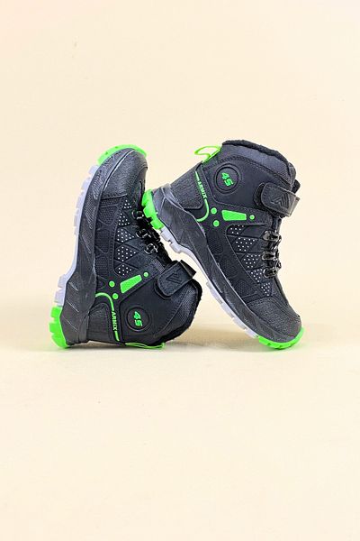 Zerenyus Χειμερινές αδιάβροχες Velcro Μαύρες Πράσινες Μπότες για αγόρι