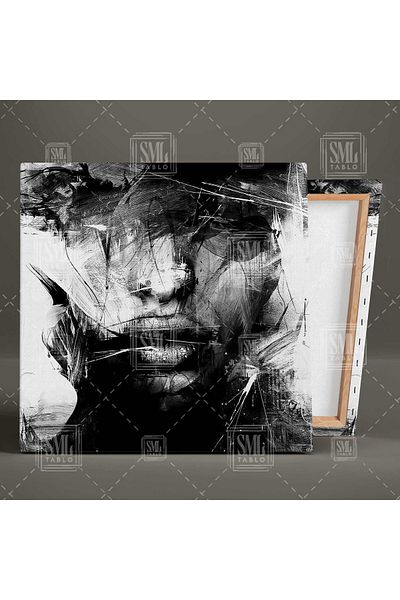 SML TABLO Absaract Model Abstract Art Brush Traces Τετράγωνος πίνακας σε καμβά