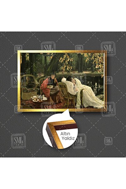 SML TABLO Yağlı Boya Efektli James Tissot Convalecent Eseri Havuz İyileşen Ka...