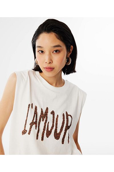 Twist T-Shirt mit Löopardenmuster und Slogan