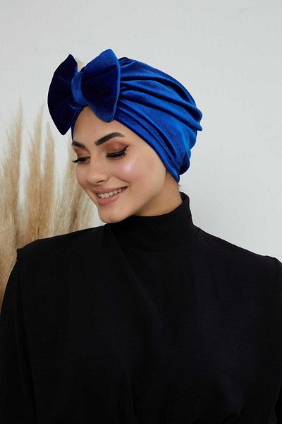 Ayşe Tasarım Velvet Bonnet with Bow Detail - B-27K