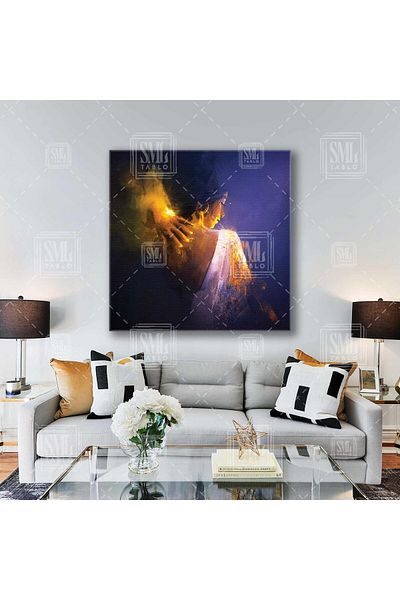 SML TABLO Model digital reflectorizant de lumină galbenă Desen Decor Pictură pătrată pe pânză