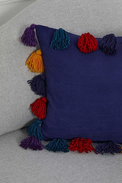 Aisha's Design Colorful Tasseled Throw Pillow Cover - K-280