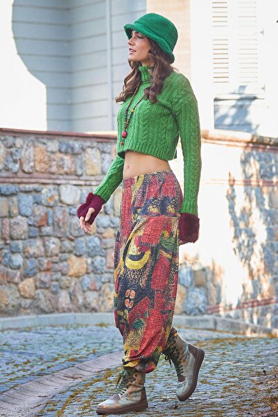 Los banditos Lastikli Bel ve Paça Sarı Desenli Şalvar Pantolon