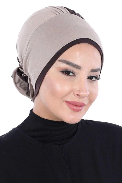 Aisha's Design بونيه وردي ملون - تصميم مزدوج، ب-28