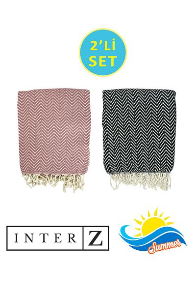 INTER Z Σετ 2 100% βαμβάκι XXL 90x170cm Πετσέτες θαλάσσης - Marmaris