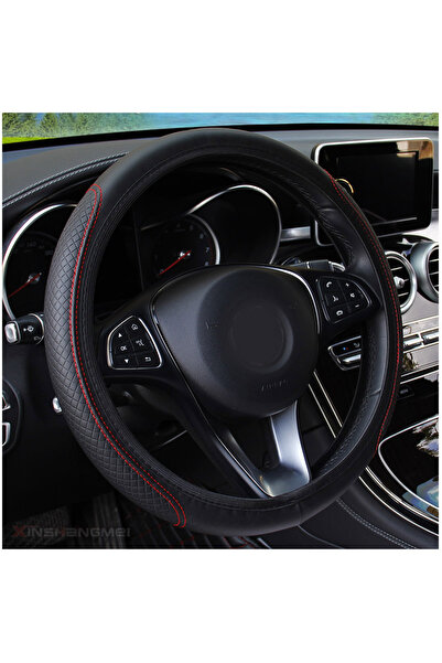 Choice غطاء عجلة قيادة سيارة عالمي مانع للانزلاق باللون الأسود والأحمر مقاس 3...
