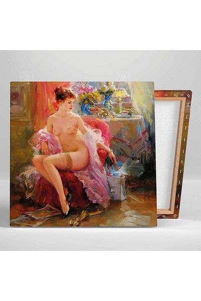 SML TABLO Fata Rusă Femeie Manechin Nud Flower Garden Pictură pe pânză pătrată