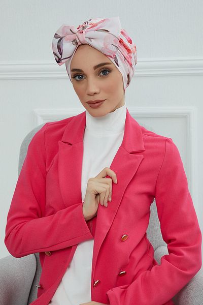 Aisha's Design غطاء رأس منقوش بفيونكة عملاقة - B-11yd