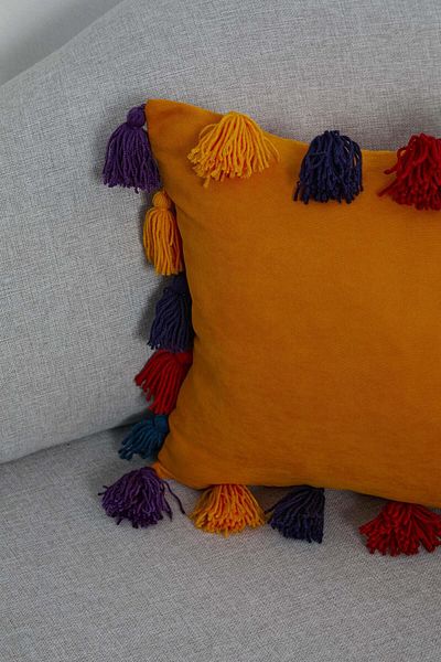 Aisha's Design Colorful Tasseled Throw Pillow Cover - K-280