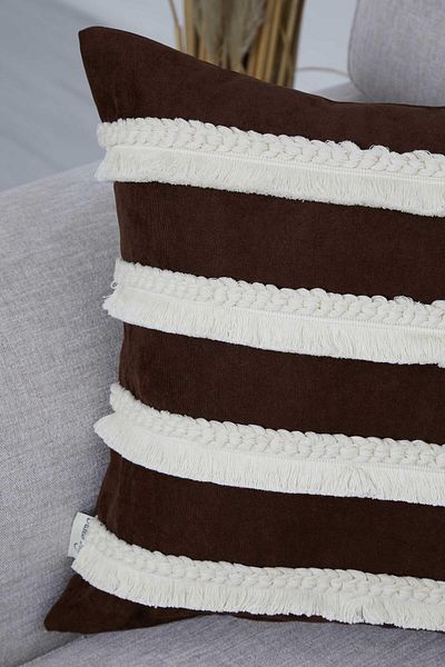 Aisha's Design Throw Pillow Cover - Fringed, Model K-286