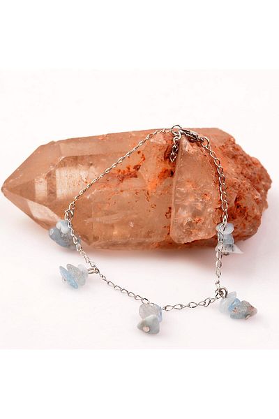 Taş Sandığı Aquamarine Stone Bracelet – With Non-Tarnish Chain