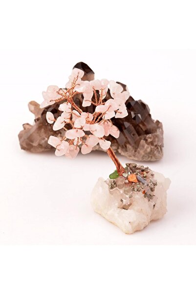 Taş Sandığı Pembe Kuvars Taşı Ağaç - Kristal Kuvars Tabanlı