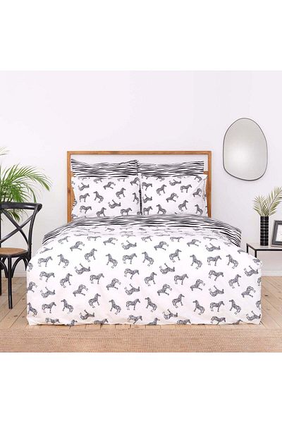 Sarah Anderson Set de husă de pilotă și pernă de unică zebra neagră 100% bumbac