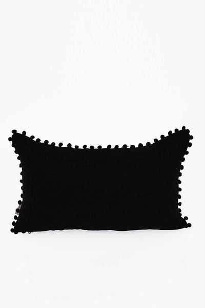 Aisha's Design Plain Rectangular Throw Pillow Cover with Pompom on the Edges,k-110