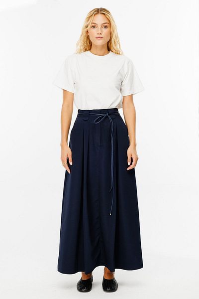 Hooopstore Navy Blue High Waist Riding Skirt