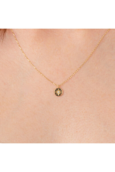 FasekGold Gümüş Kolye - Taşlı Kutup Yıldızı 925 Ayar Gümüş Kolye