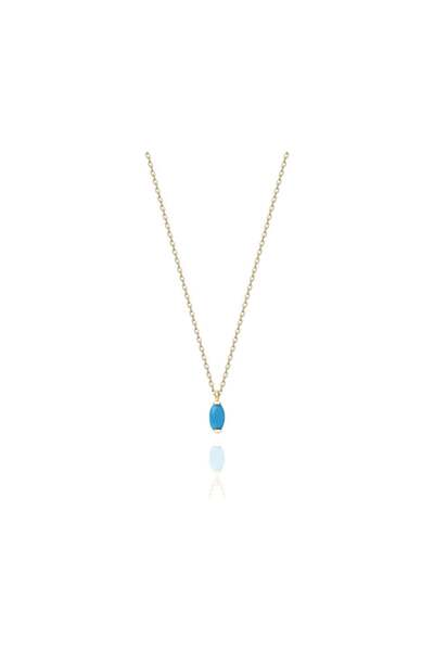 FasekGold Gümüş Kolye - 0.50 Ct Firuze (Turkuaz) Pırlanta Montürü Has Taşlı G...