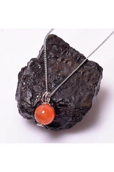 Taş Sandığı Karnelyan Stone Necklace - Karneol Stone Detailed