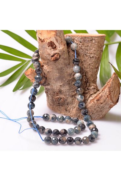 Taş Sandığı Tourmaline Stone String - 8 mm Facet Cut (Blue tourmaline)