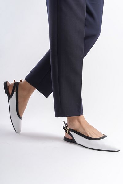 Mubiano Collection Balerini de damă din piele naturală alb/negru -mcmng2426-bs