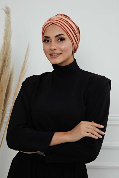 Aisha's Design Πλισέ βελούδινο μαντήλι, B-13K, σομόν