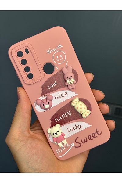 Fibaks جراب متوافق مع هاتف Redmi Note 8 مصمم بنمط حماية الكاميرا على شكل أرنب وردي ناعم من السيليكون