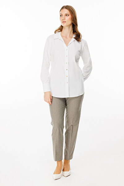 Ekol Shirt Collar Buttoned Front Blouse