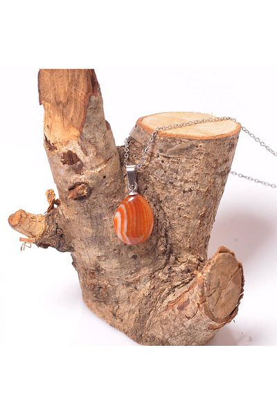 Taş Sandığı Agate Stone Necklace - Steel Material (No Flaw)