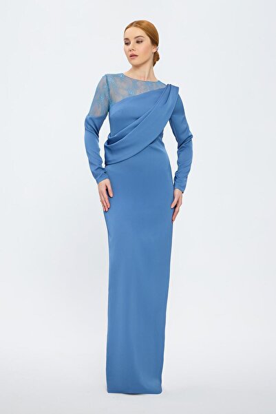 CENGIZ AKTURK Long Sleeve Lace Embroidered Long Evening Dress - 1036C