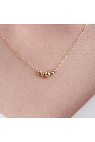 FasekGold Gümüş Kolye - 925 Ayar Top Gümüş Kolye-Beş Toplu Modern Tasarım Güm...