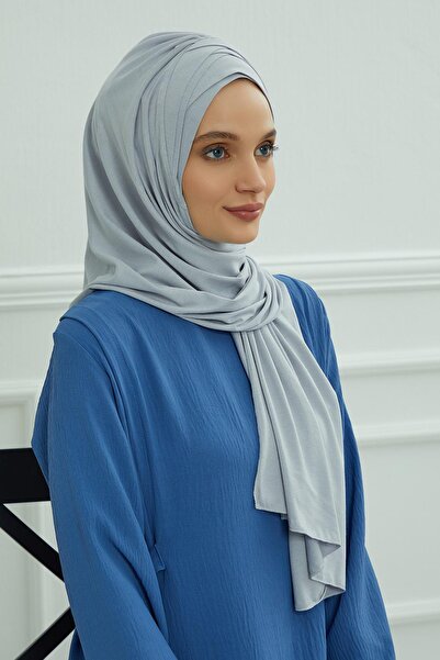 Aisha's Design Çoklu Çapraz Dikim Pratik Penye Şal,PS-41,Gri 2