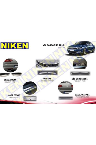 Niken Volkswagen Passat B8 Full Krom Seti Komple Nikelaj Kaplama 2015 Sonrası