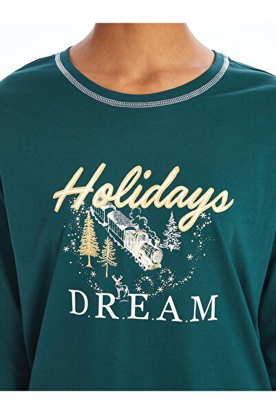 LC Waikiki LCW DREAM Bisiklet Yaka Baskılı Kadın Pijama Takımı (W4)