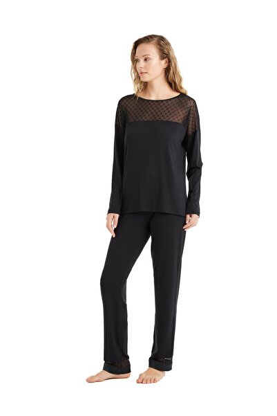 Blackspade Kadın Uzun Kol Siyah Lenzing Micro Modal Pijama Takım C4T0N6O15