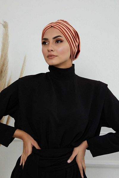 Aisha's Design Hijab Pleated Velvet Bonnet - B-13K
