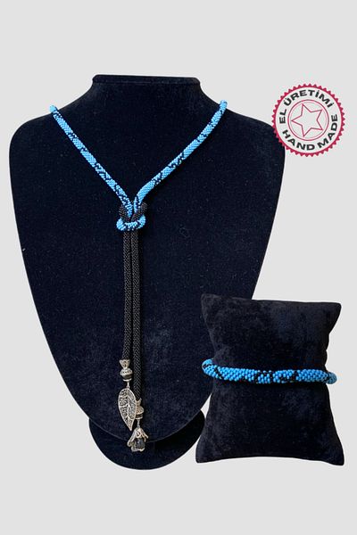 Uretti - Sefa 4419 Handmade Sand Bead Necklace and Bracelet Set of 2