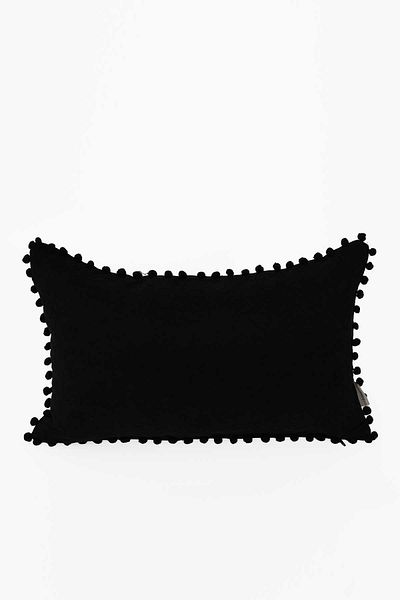 Aisha's Design Plain Rectangular Throw Pillow Cover with Pompom on the Edges,k-110