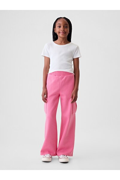 GAP Kız Çocuk Pembe Vintage Soft Wide-Leg Kargo Eşofman Altı