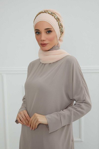 Aisha's Design عمامة شيفون جاهزة - إكسسوار حجري، تصميم، ht-101، ht-101