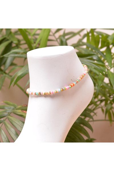 Taş Sandığı Pearl Stone Anklet - 4 mm Colorful Pearl