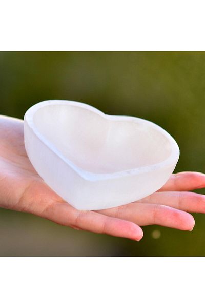 Taş Sandığı Selenite Stone Heart Shaped Bowl - 10 cm (Bowl)