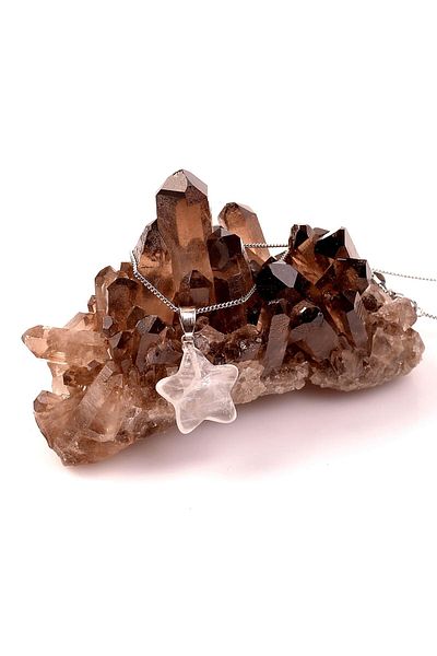 Taş Sandığı Crtistal Quartz Stone Star Shaped Necklace