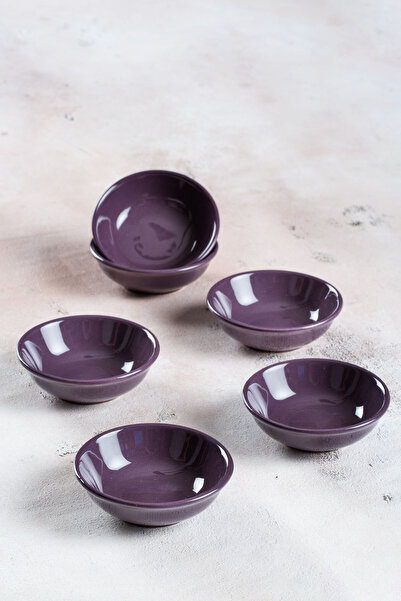 ShoppingPortal Seramik Kase Recellik Sosluk Çerezlik 9x3cm 6'lı Sosluk Mor