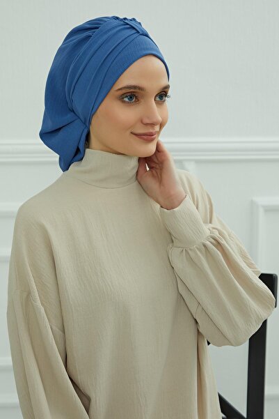 Aisha's Design Aerobin Fabric Ready-Made Turban, Ht-90, Blue