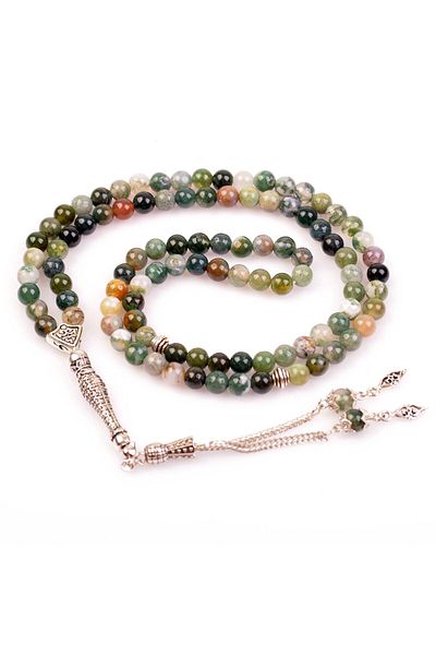 Taş Sandığı Agate Stone Prayer Rosary - Indian Agate - 6 Mm