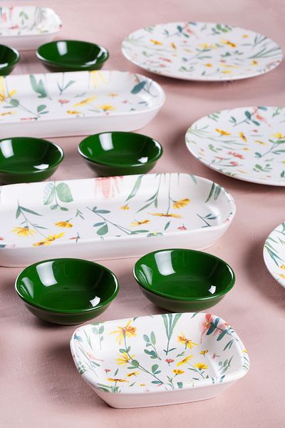 ShoppingPortal Green Ceramic Bowl - 9X3Cm Recellik Sauce Bowl Snack Bowl, Set of 6