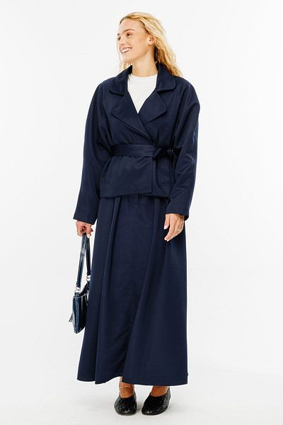 Hooopstore Navy Blue High Waist Riding Skirt