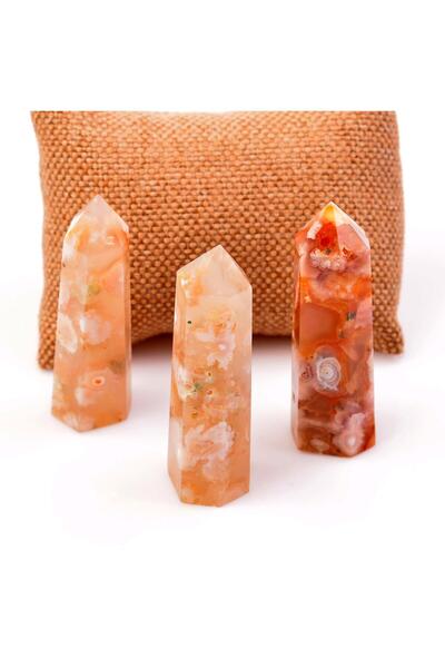 Taş Sandığı Akik Taşı Kazık Kütle - Doğal Renk - Çiçek Akik ( Flower Agate )
